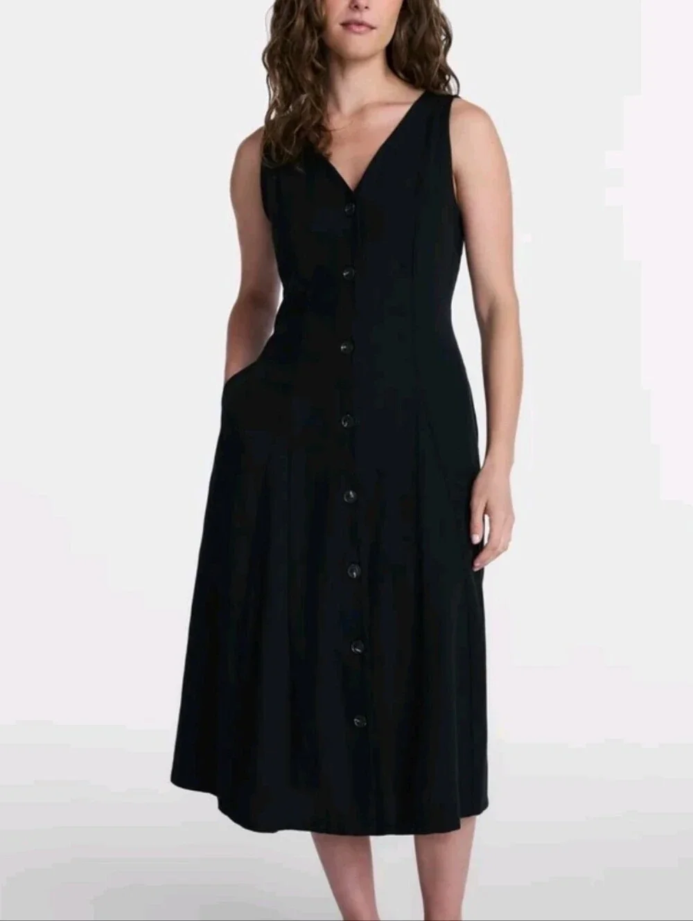 Time and Tru Women’s Sleeveless Button Down Midi Dress, Size Medium NWT